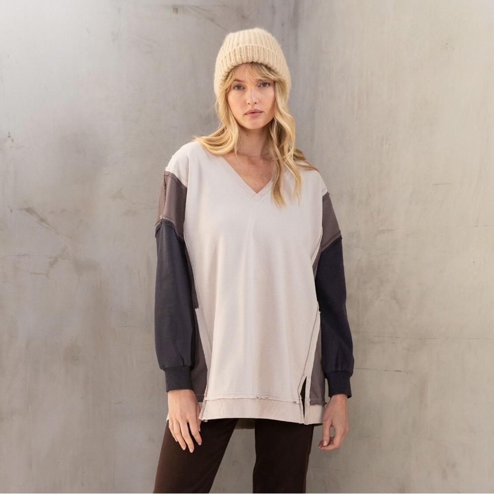 Lovestitch Stitched Together Oversized Colorblock Sweatshirt Size Medium